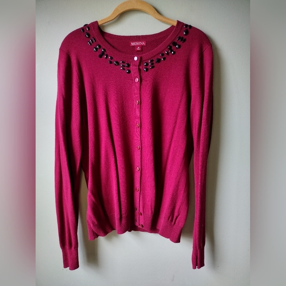 BRAND NEW Merona Beaded Collar Knit Cardigan Sweater - Picture 1 of 3